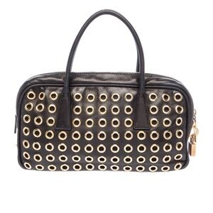 Prada Enameled Metal Triangle Bauletto Grommet